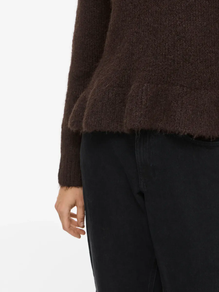 VIBOWS L/S FLOUNCE KNIT PULLOVER COFFE BEAN MELANGE