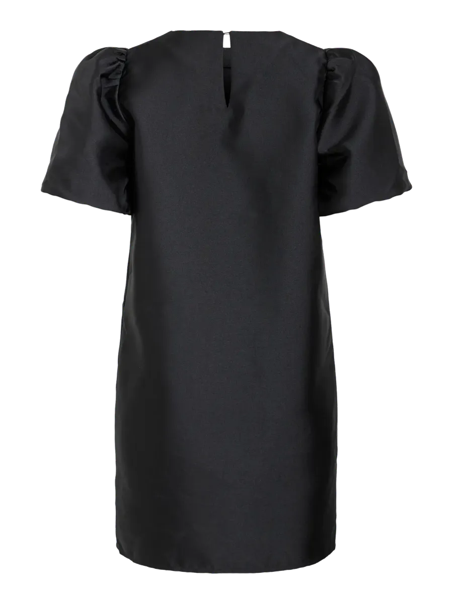 VISHINA 2/4 O-NECK SHORT DRESS/1/PTY/KA BLACK