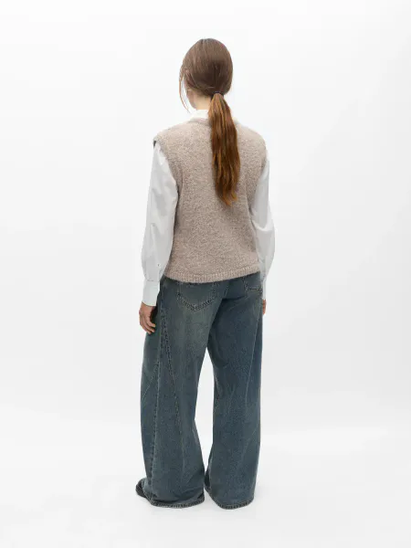 Hovedbilde OBJSAGGIA RE KNIT VEST CARDIGAN HUMUS MELANGE