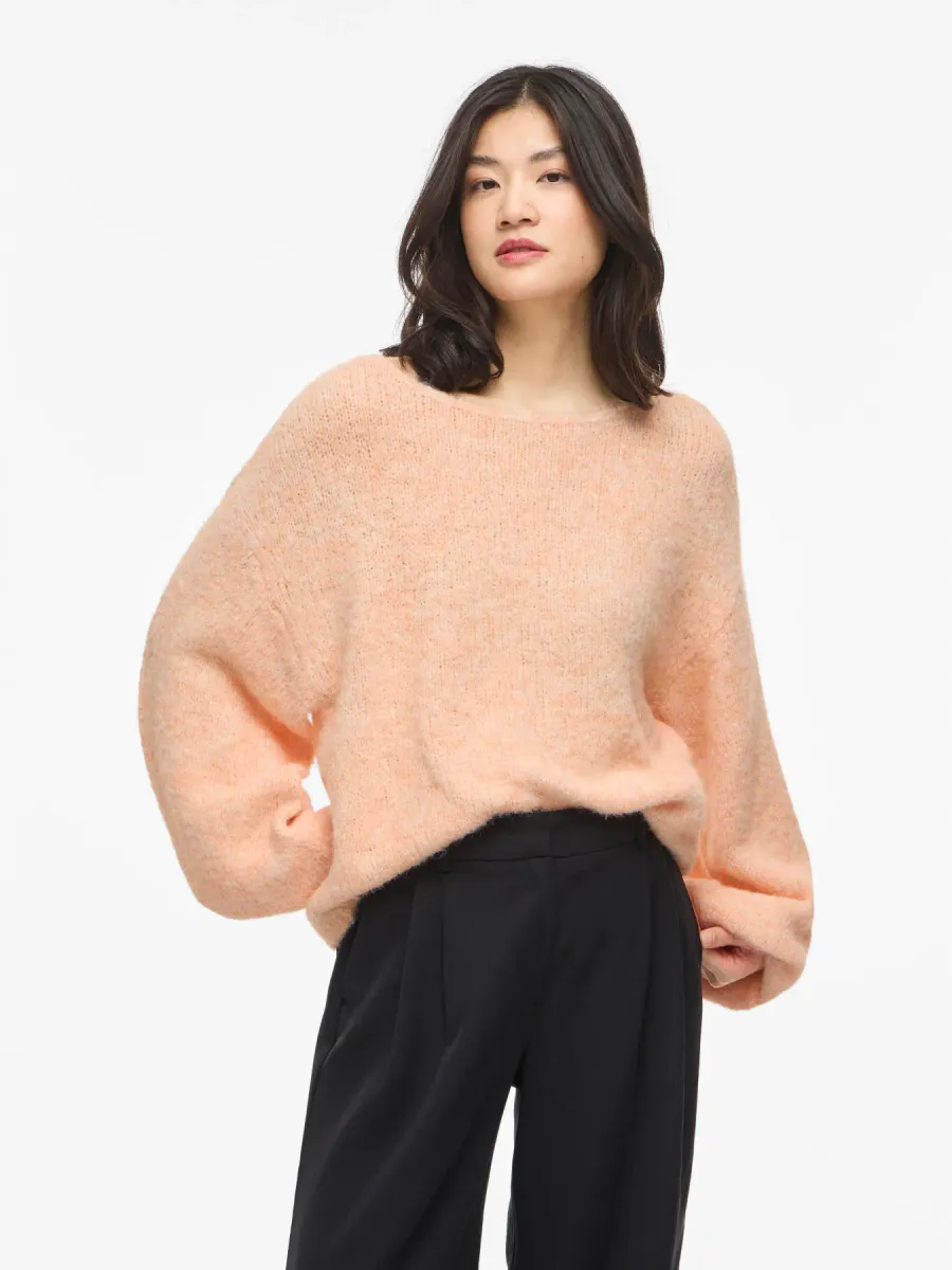 VIMARLEY L/S EMB KNIT PULLOVER PEACH PARFAIT