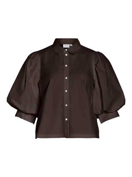 Hovedbilde VIREALU 2/4 COLLAR SHIRT COFFE BEAN