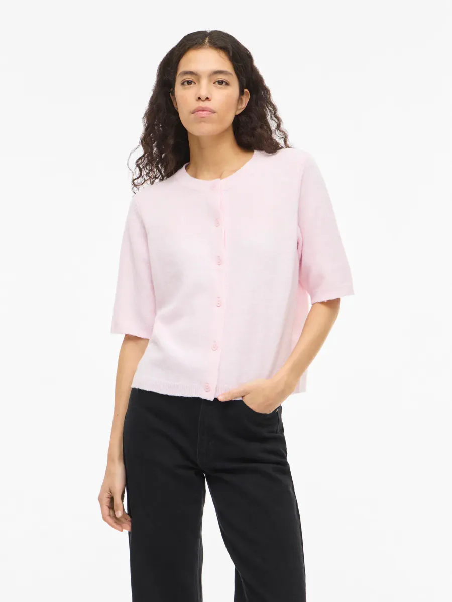 VILIGA 2/4 O-NECK KNIT CARDIGAN CHERRY BLOSSOM