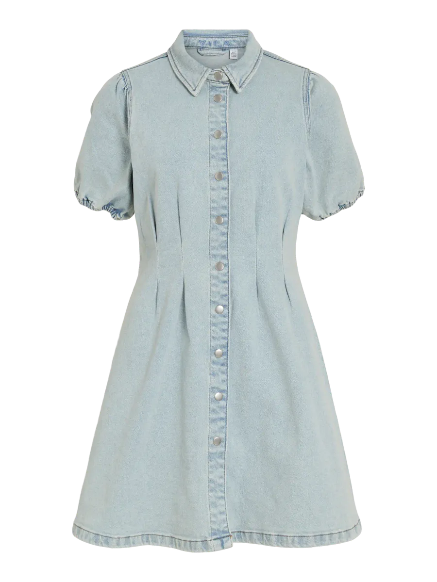  VISOL L/S PLEAT DENIM DRESS MBD/LN