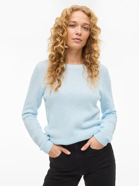 Hovedbilde VIDALO O-NECK L/S KNIT TOP NANTUCKET BREEZE