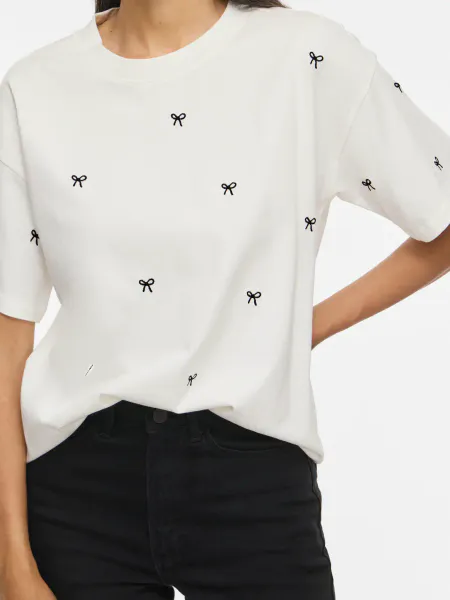 Hovedbilde VIMONIE BOW O-NECK S/S T-SHIRT/RNS SNOW WHITE